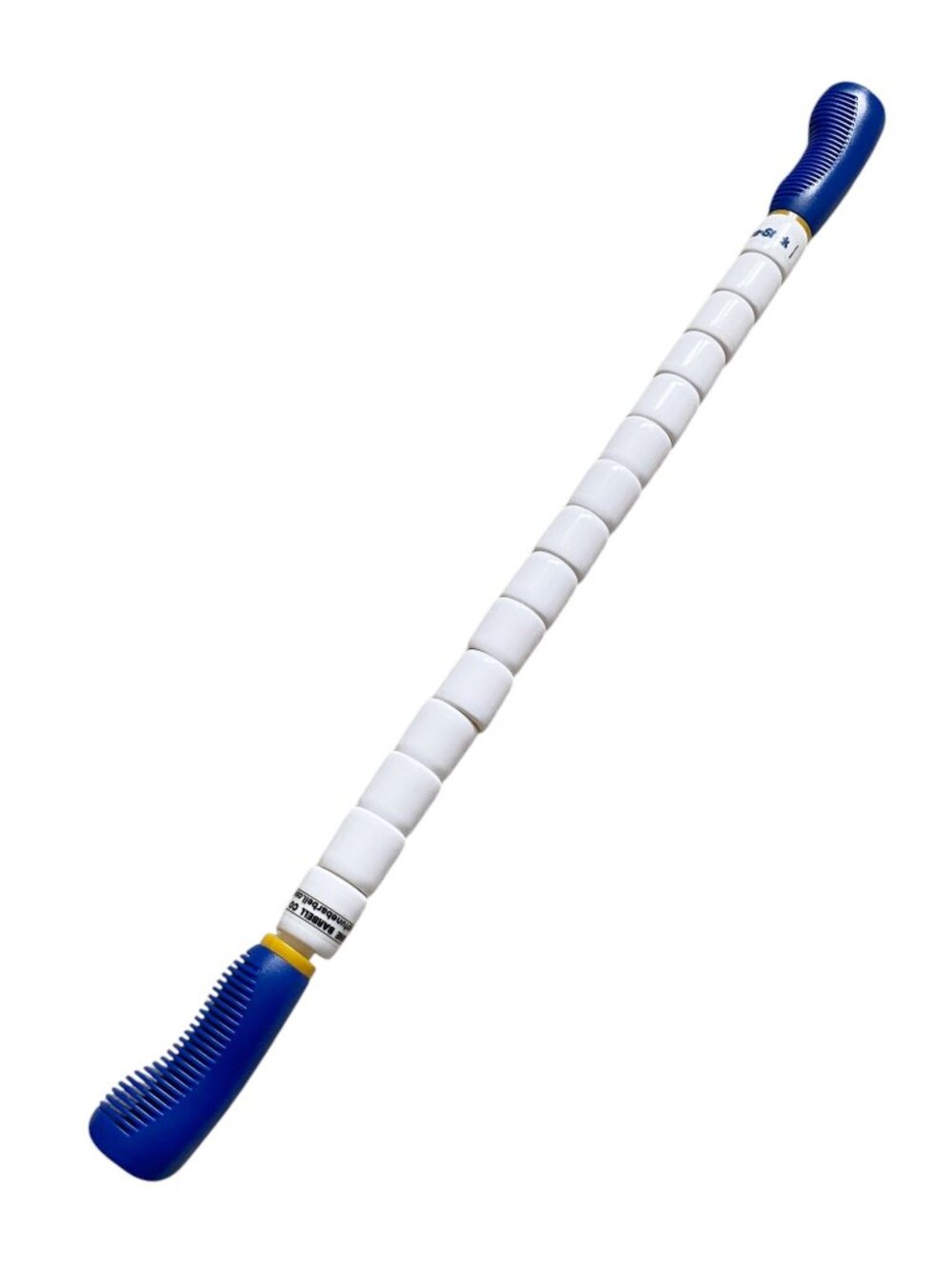 The Stick 24" Stiff Flexible Stick Massage Roller White Blue Handles 15 Beads